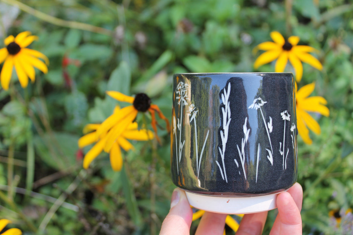 Wildflower Stacking Cups in Black Set of 2