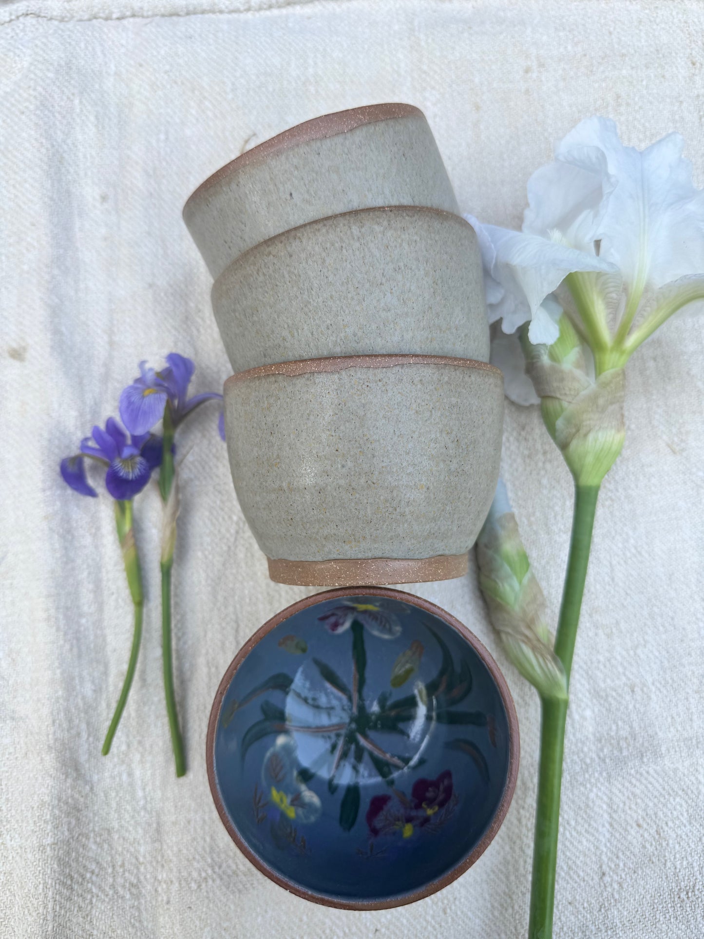 Small Blue Iris Bowls Set of Two