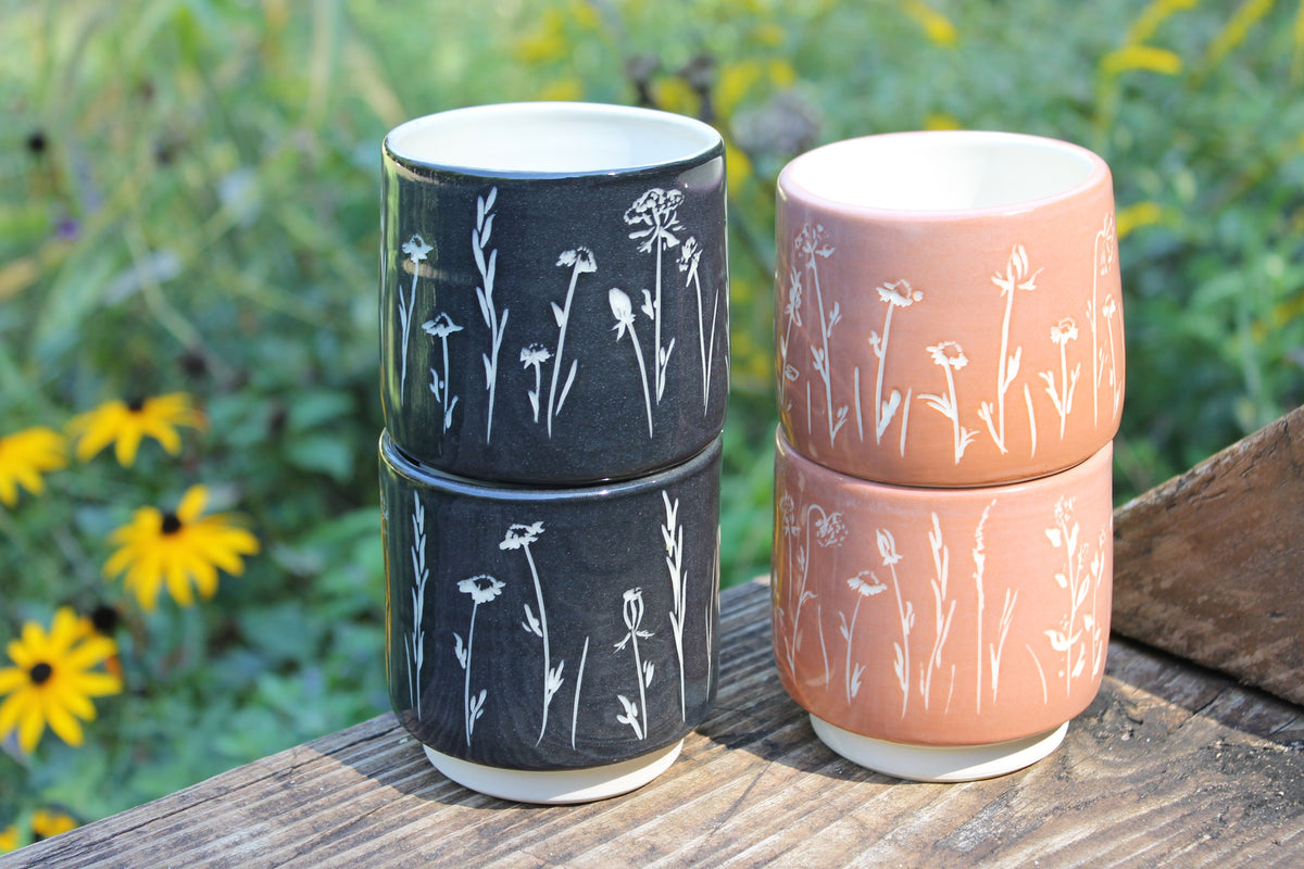 Wildflower Stacking Cups in Black Set of 2