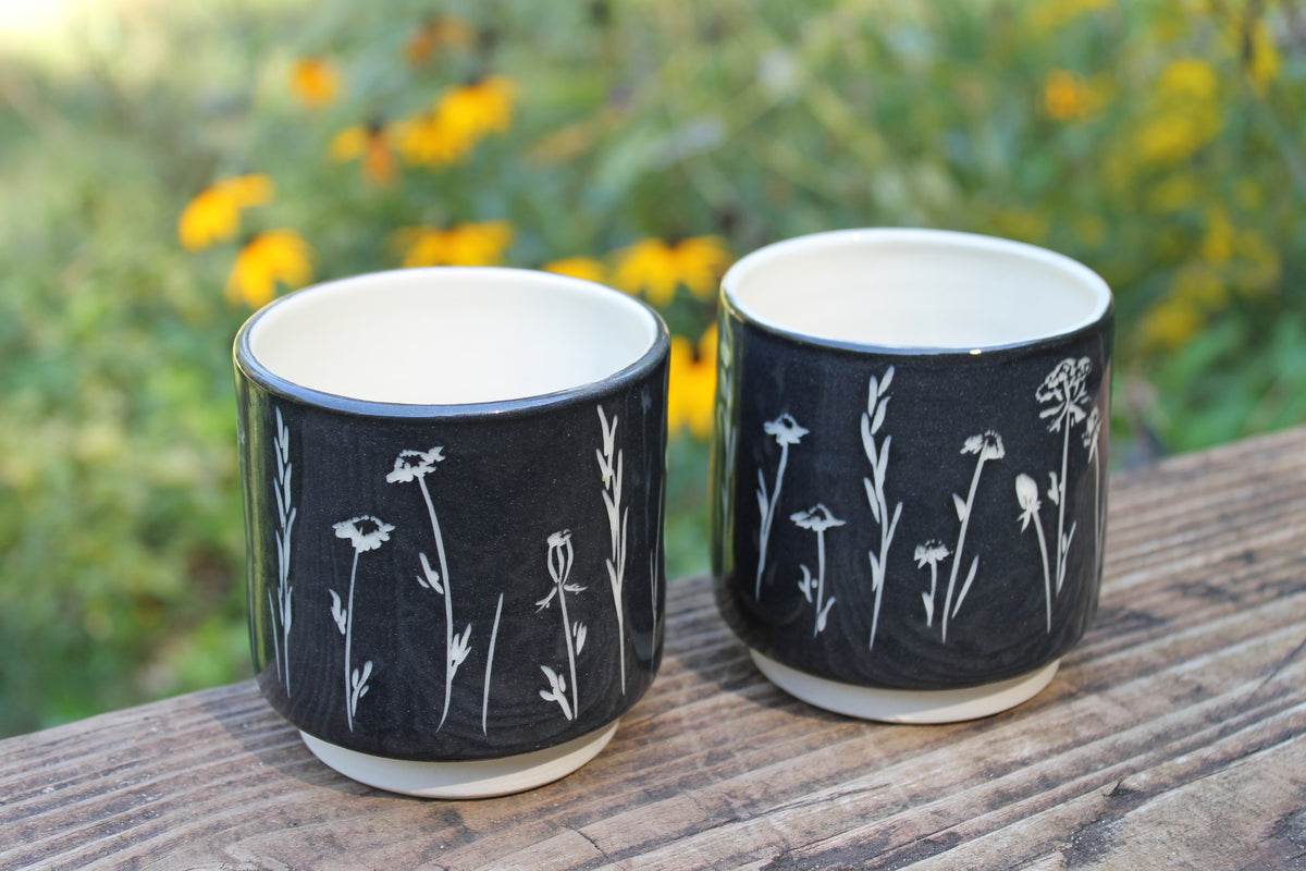 Wildflower Stacking Cups in Black Set of 2