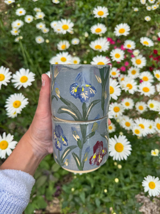Blue Iris Stacking Cups Set of Two