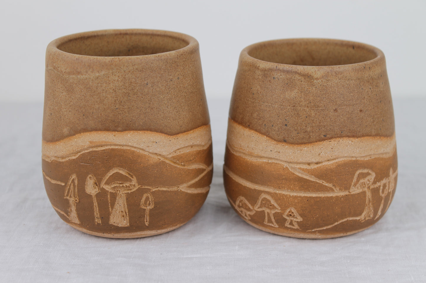 Pair of Mushroom Cups in Honey