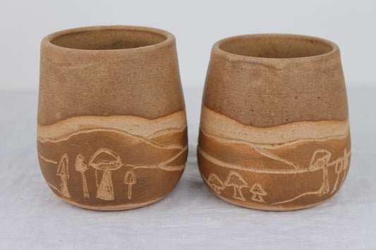 Pair of Mushroom Cups in Honey