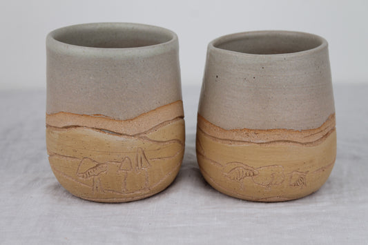 Pair of Mushroom Cups in Cream