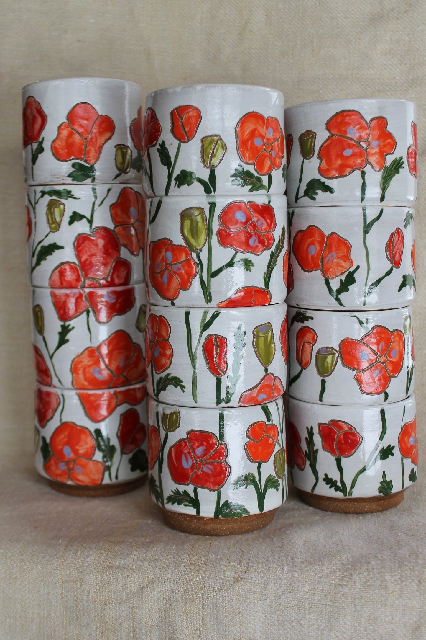 Poppy Stacking Cups Set of Four in Glossy White