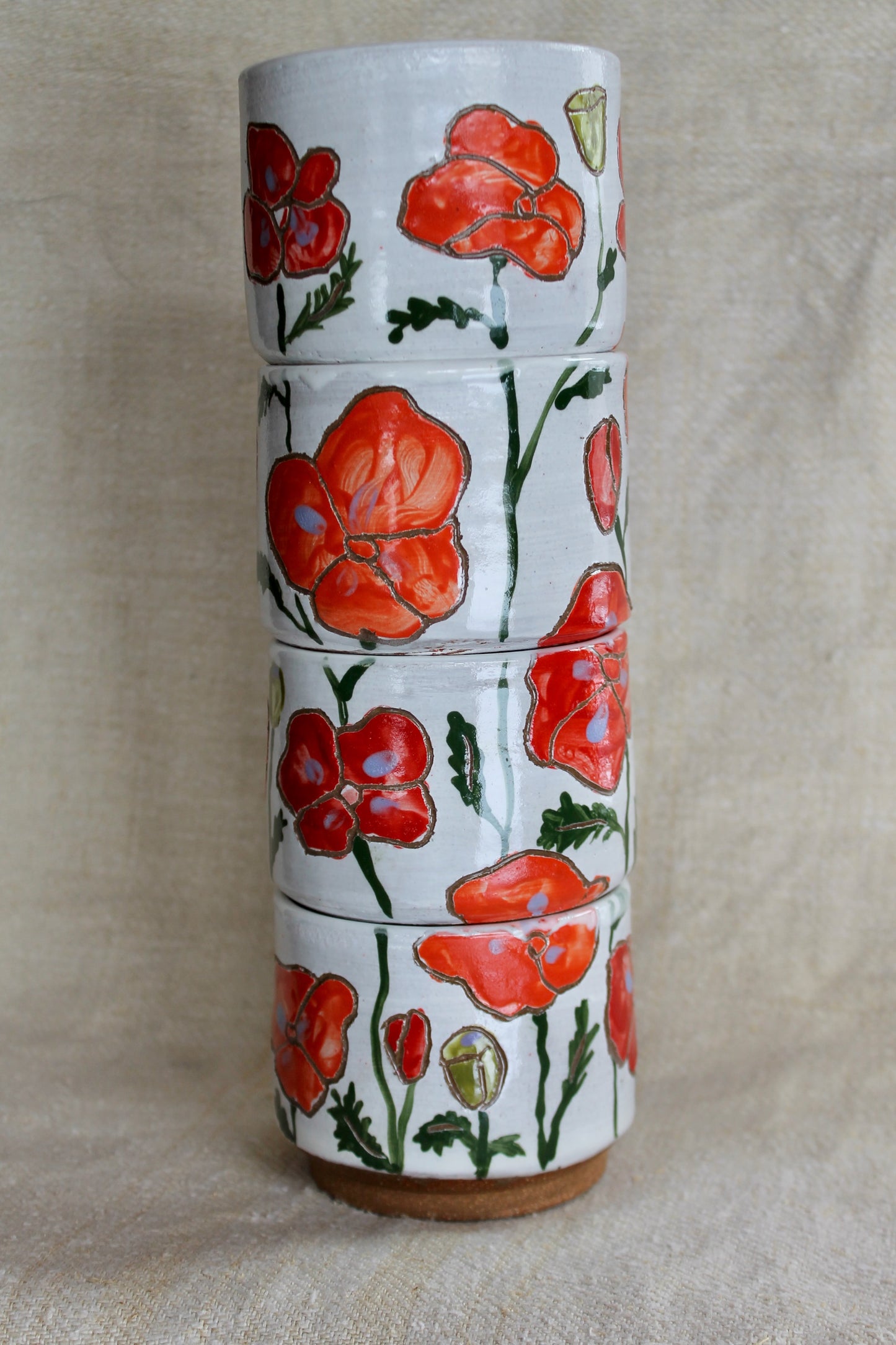 Poppy Stacking Cups Set of Four in Glossy White