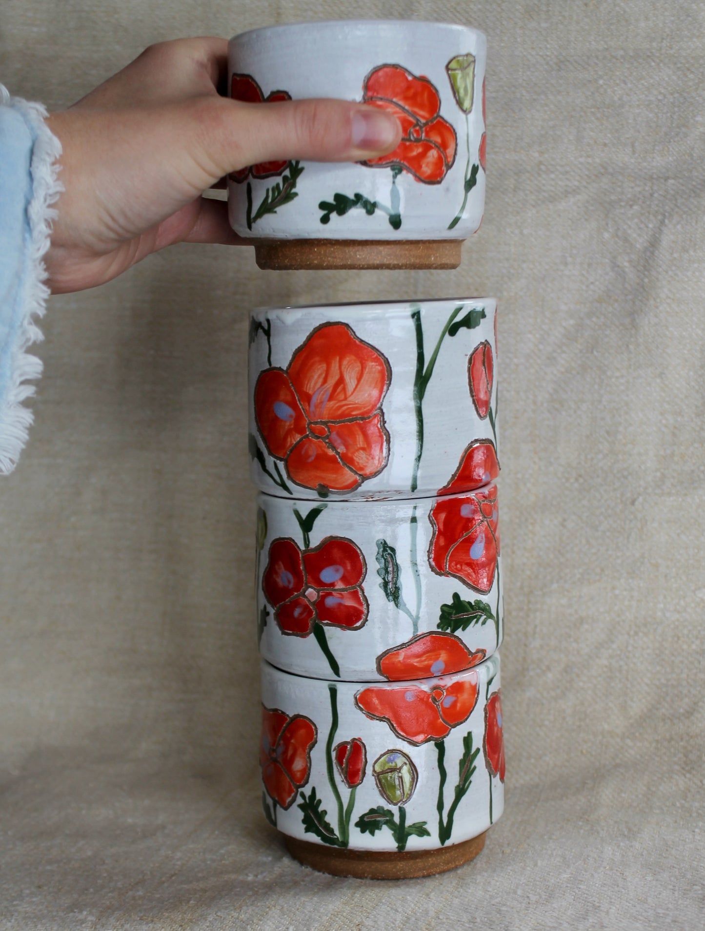 Poppy Stacking Cups Set of Four in Glossy White