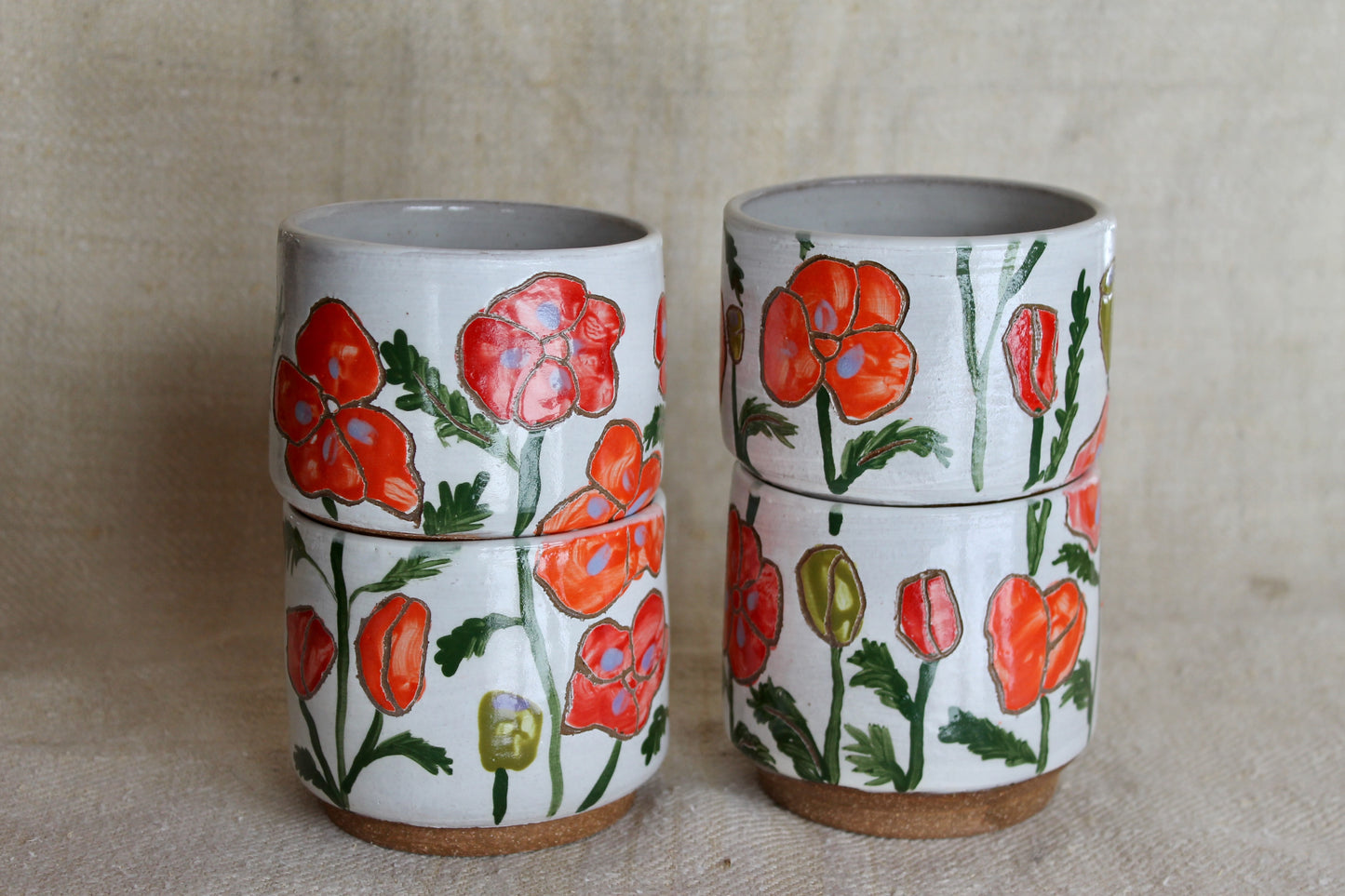 Poppy Stacking Cups Set of Two in Glossy White