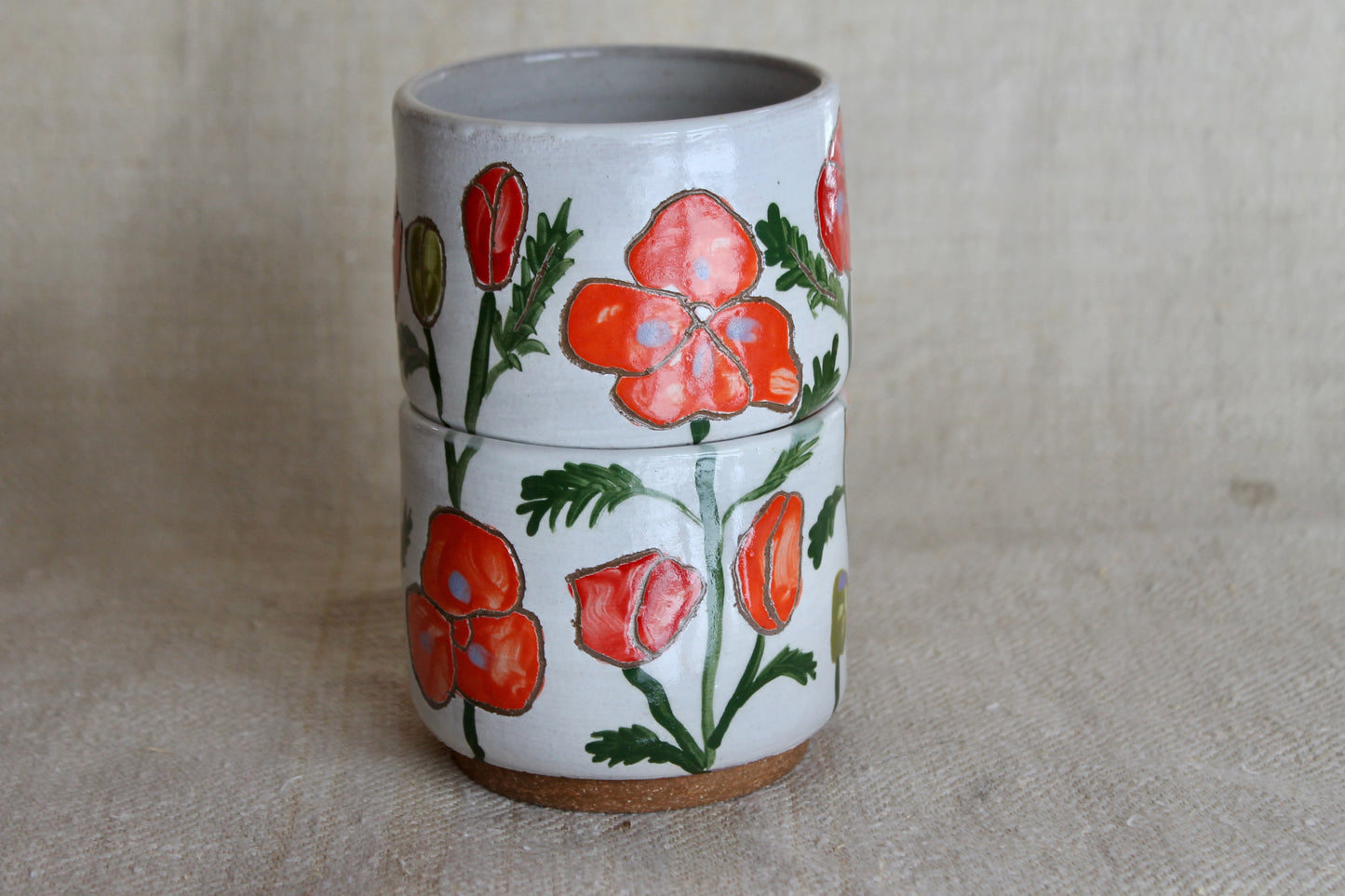 Poppy Stacking Cups Set of Two in Glossy White