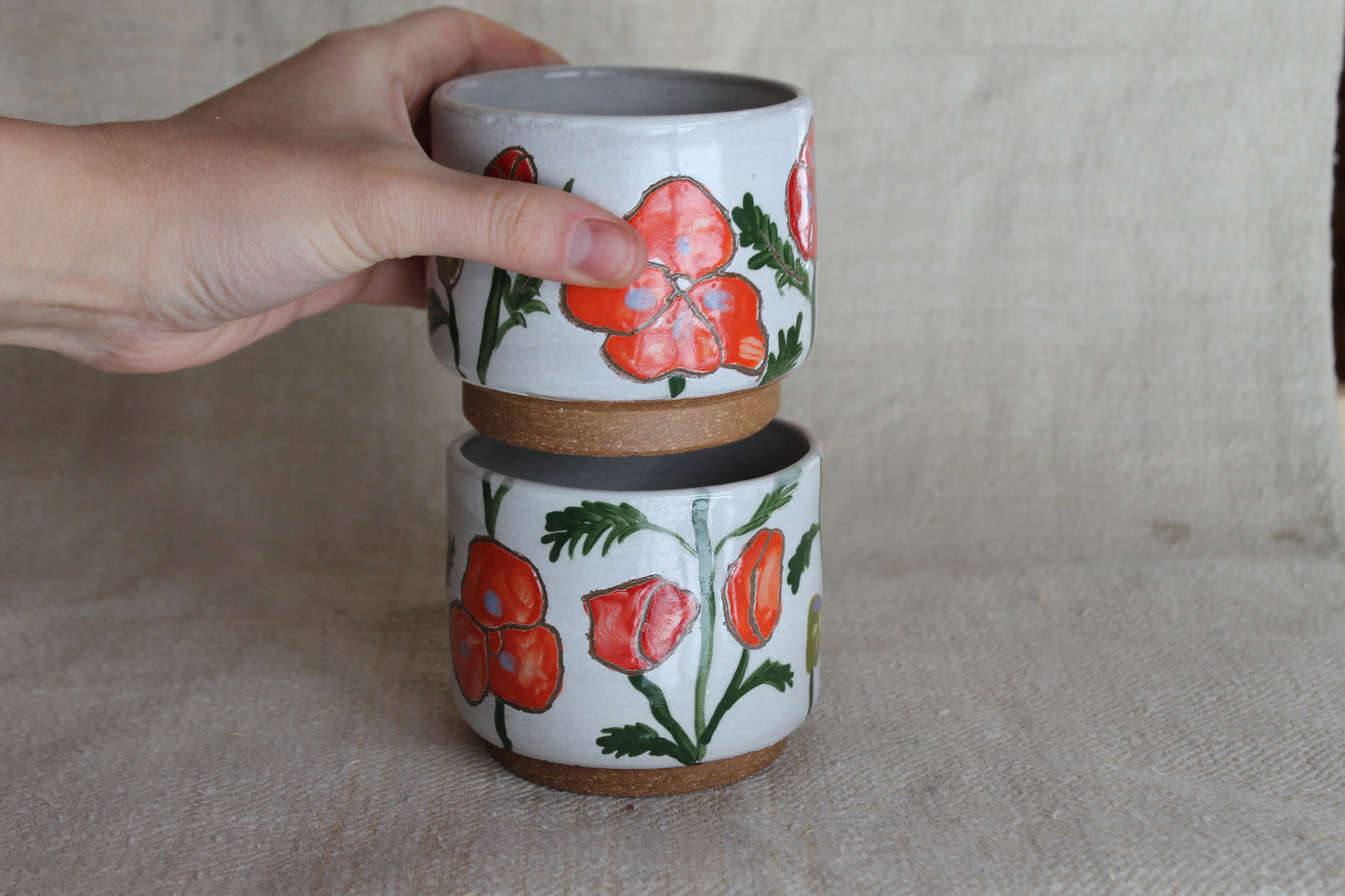 Poppy Stacking Cups Set of Two in Glossy White