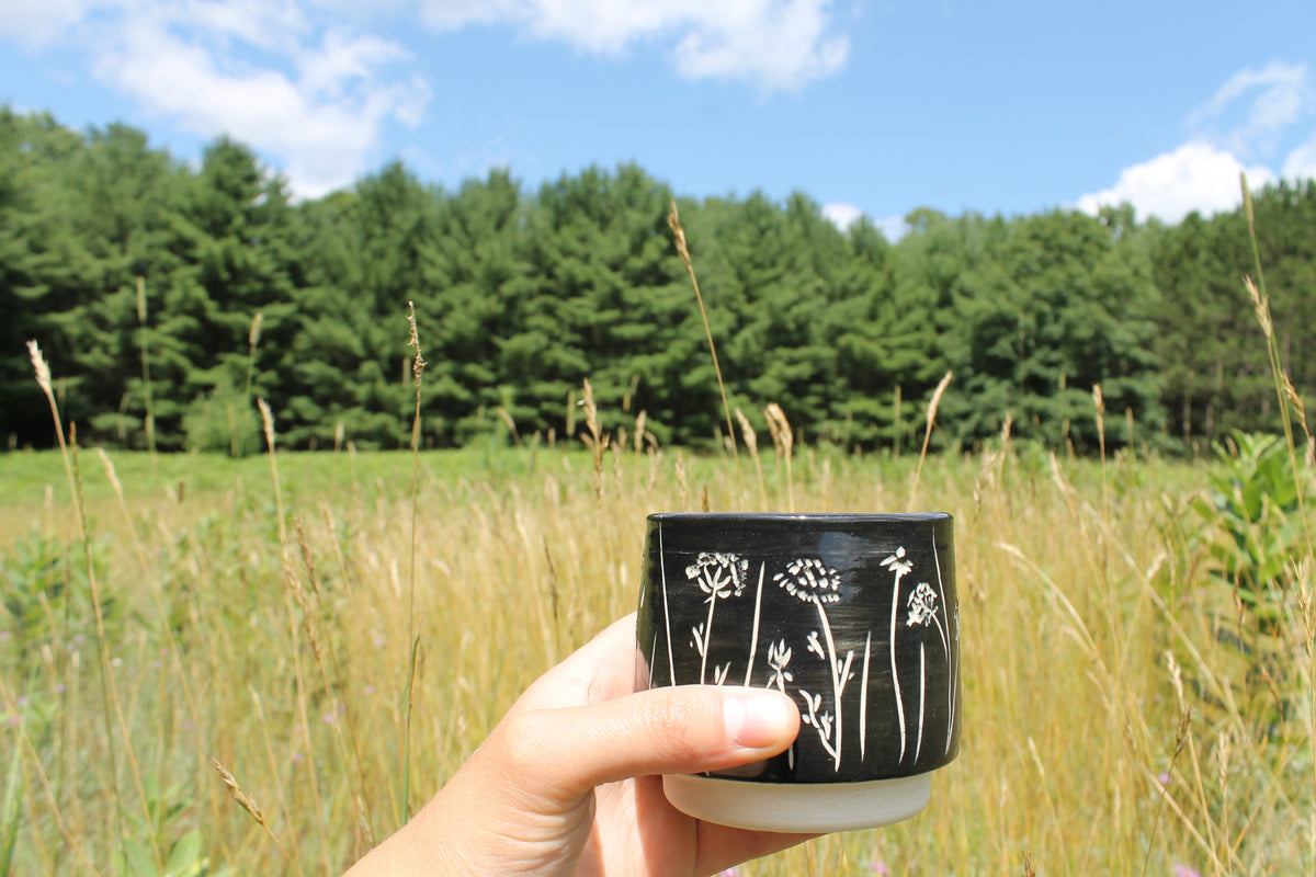 Wildflower Stacking Cups in Black Set of 2